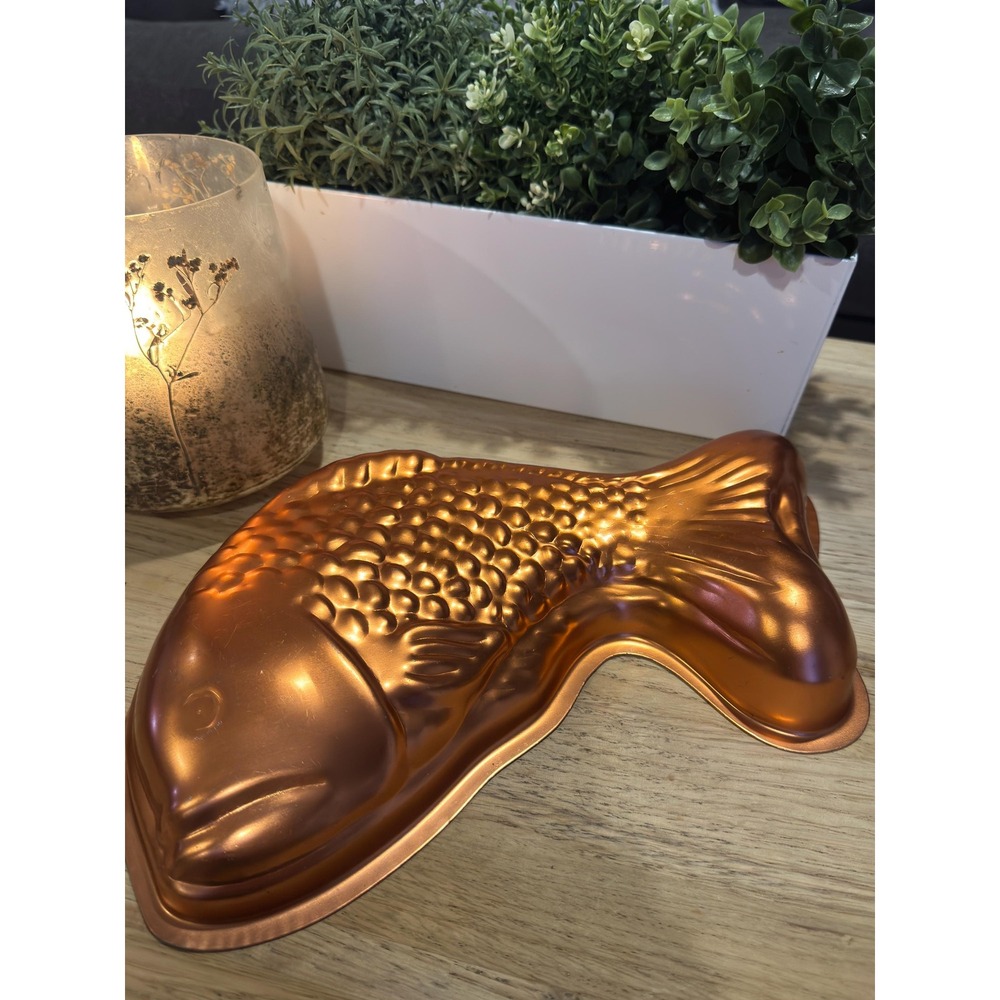 Copper Fish Mold Wall Hanging Kitchen Decor – Rustic Collectible Accent 16 Long